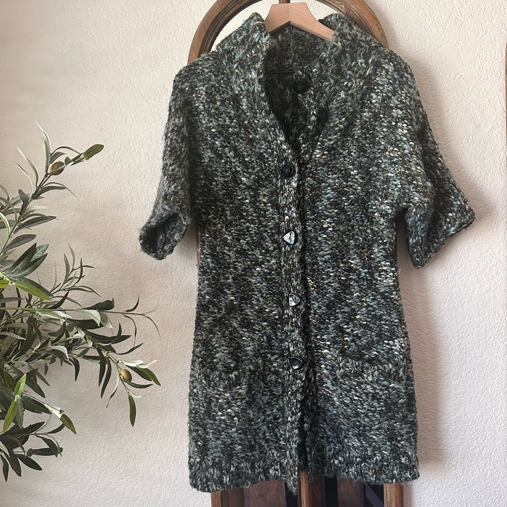 Tabitha Wool Blend Button Front Sweater Cardigan Coatigan Medium